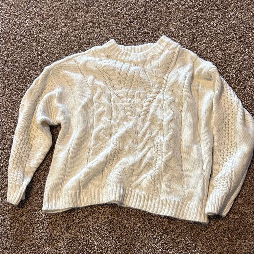 a new day Cream Cable Knit Crewneck Sweater